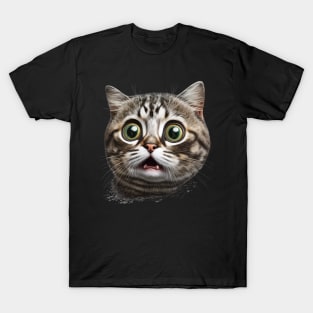 Funny Scared Cat Face, Cat Lover, Scaredy Cat T-Shirt